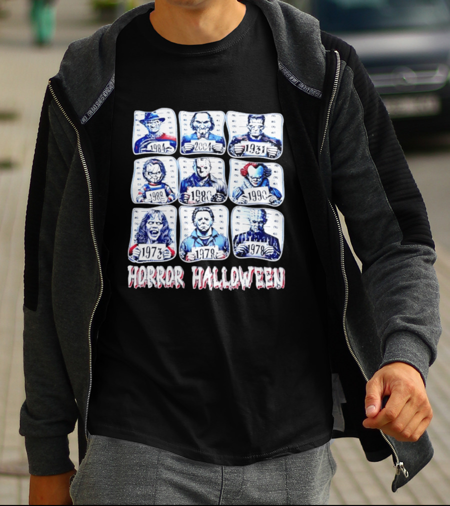 Horror Halloween Shot Characters 1973 1978 1980 1984 1988 1990 2004 Iconic Slashers T-Shirt