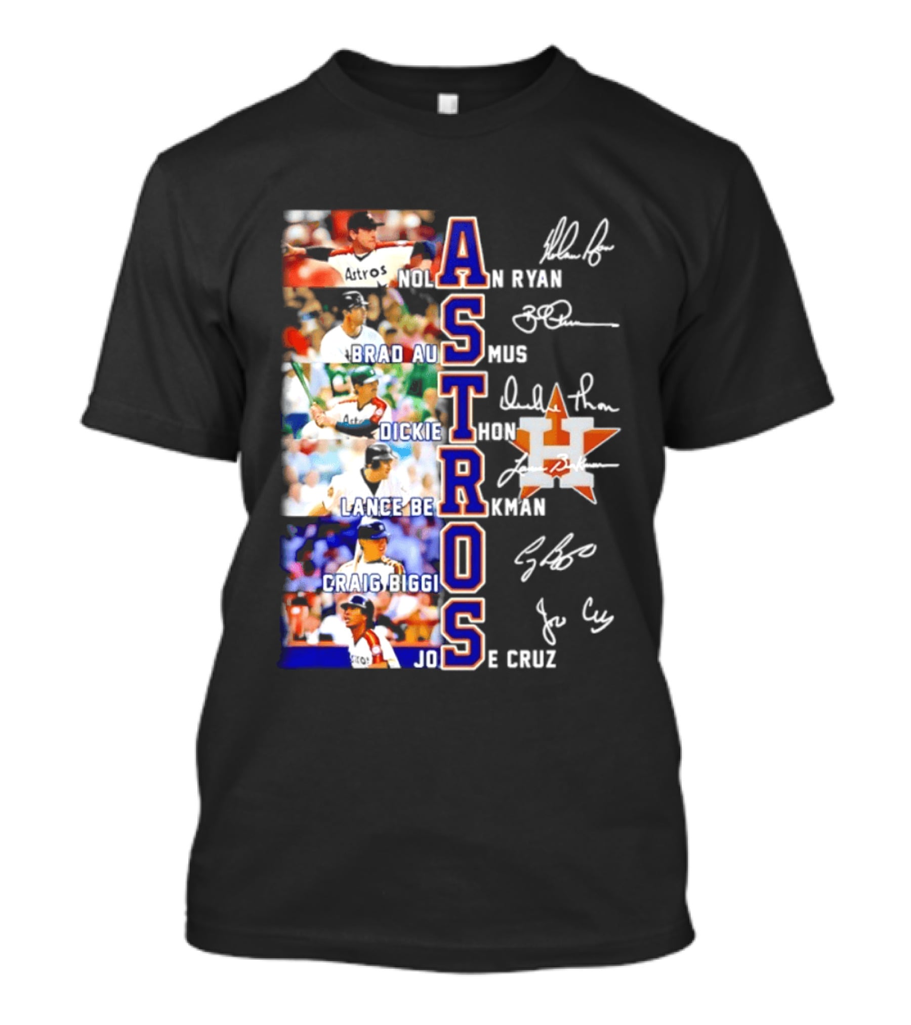 Nolan Ryan Brad Ausmus Dickie Thon Lance Berkman Craig Biggio Jose Cruz Houston Astros Baseball Legends T-Shirt