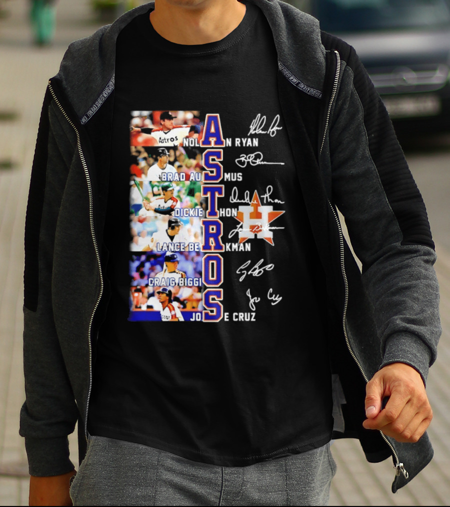Nolan Ryan Brad Ausmus Dickie Thon Lance Berkman Craig Biggio Jose Cruz Houston Astros Baseball Legends T-Shirt