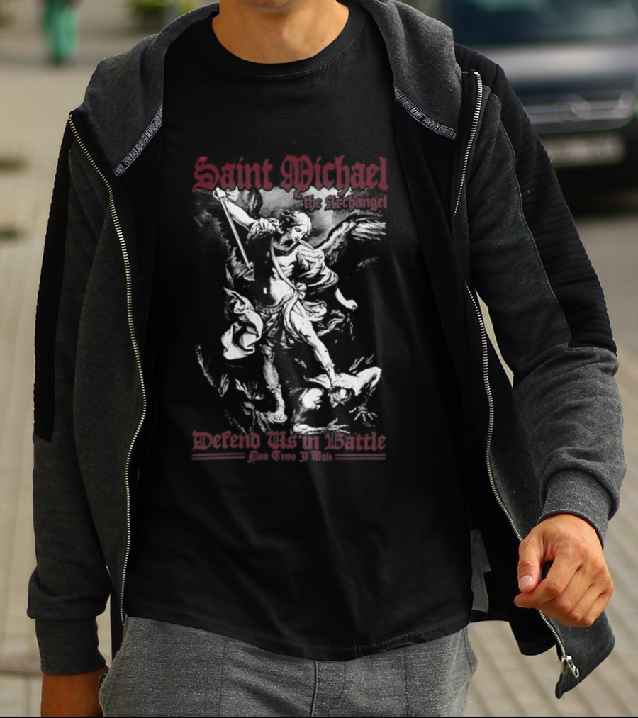 Saint Michael The Archangel Defend Us In Battle Pon Temo 31 Mole T-Shirt