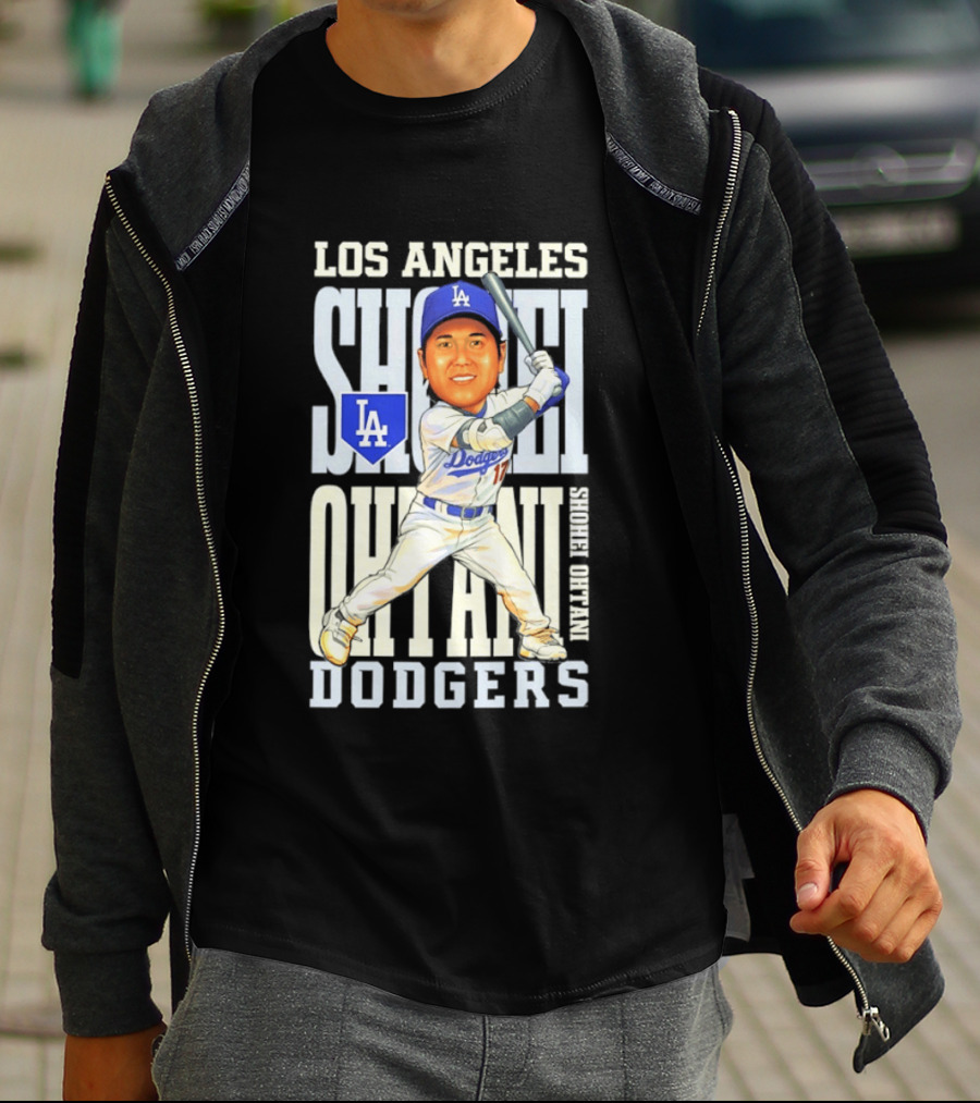 Los Angeles Dodgers Shohei Ohtani Caricature Dodgers Baseball T-Shirt