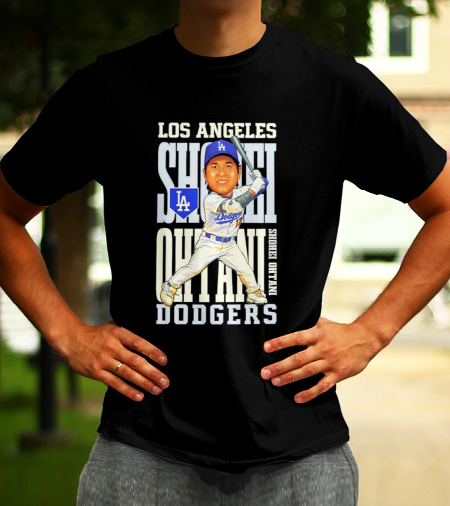 Los Angeles Dodgers Shohei Ohtani Caricature Dodgers Baseball T-Shirt