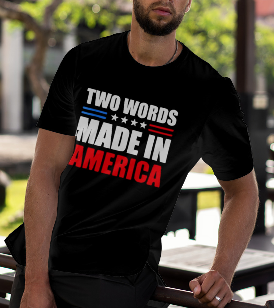 Two Words Made In America Patriotic USA Stars And Stripes T-Shirt