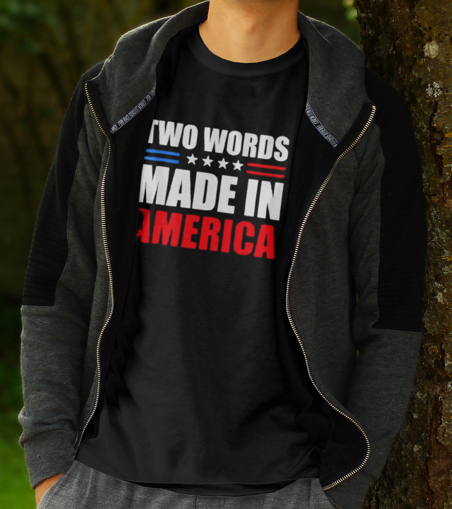 Two Words Made In America Patriotic USA Stars And Stripes T-Shirt