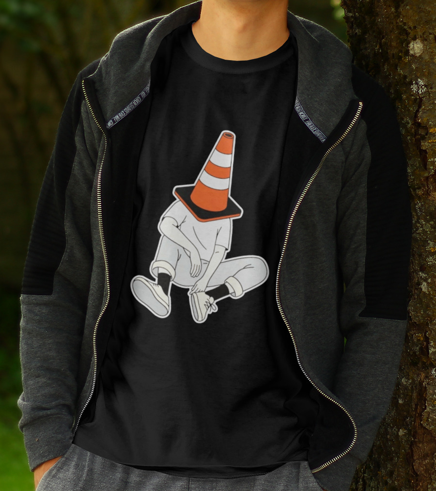 Under Construction Introvert Mode Traffic Cone Head Silent Reflection T-Shirt