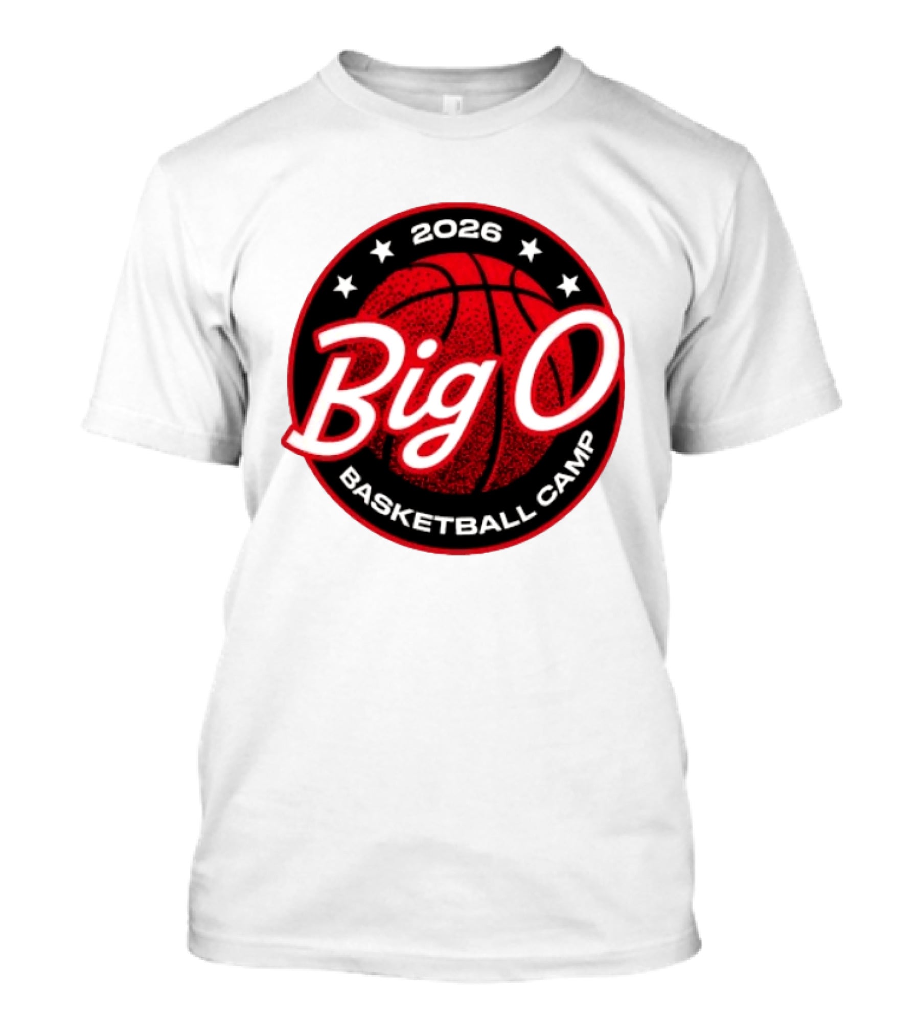 Big O Basketball Camp 2026 Red Basketball Circle Stars T-Shirt