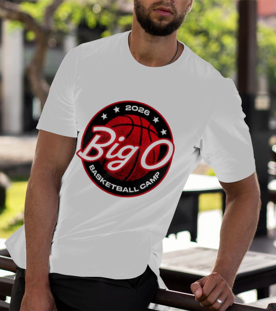 Big O Basketball Camp 2026 Red Basketball Circle Stars T-Shirt