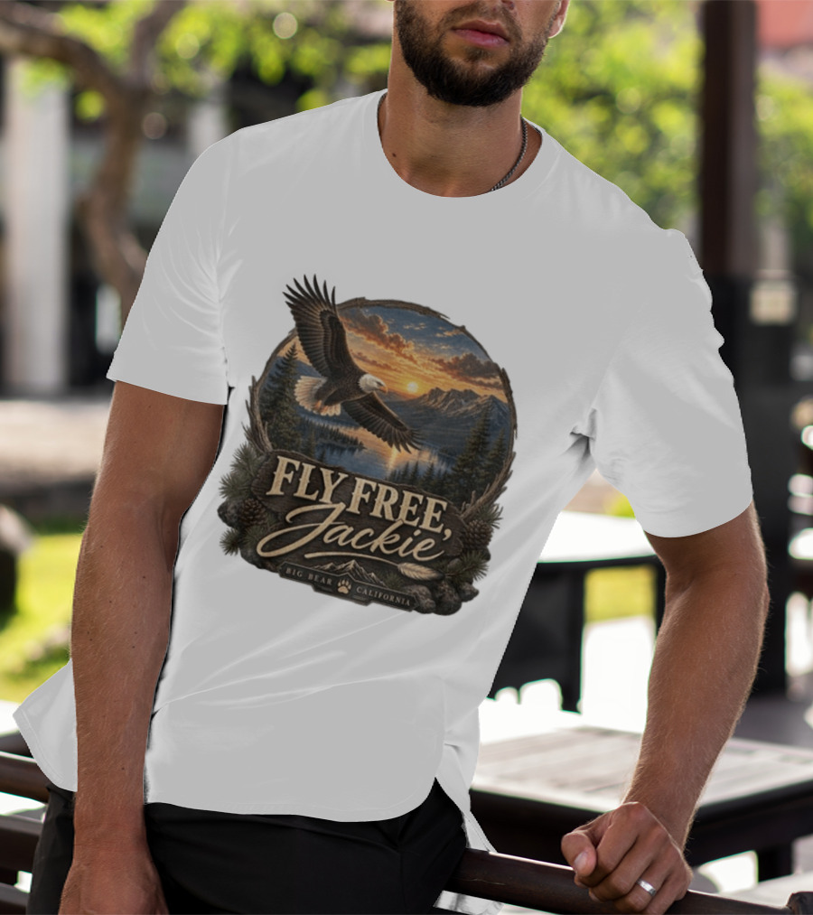 Fly Free Jackie Eagle Soaring Big Bear California Sunset T-Shirt