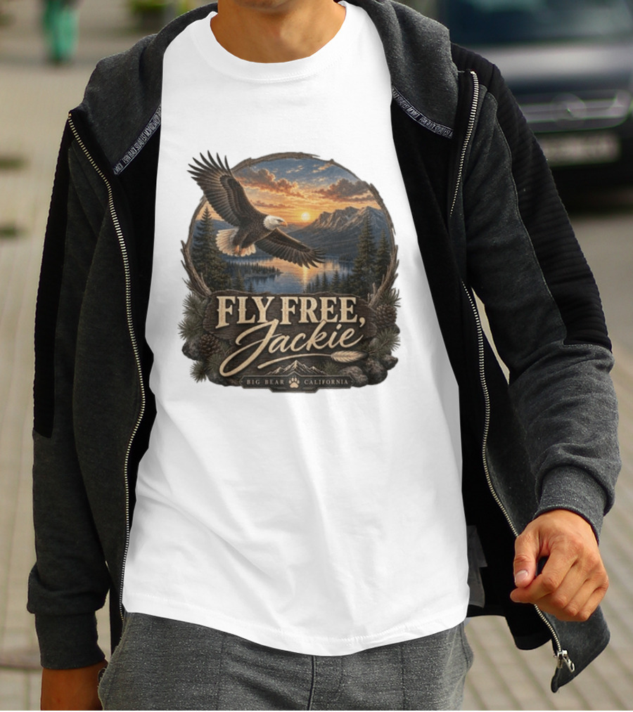 Fly Free Jackie Eagle Soaring Big Bear California Sunset T-Shirt