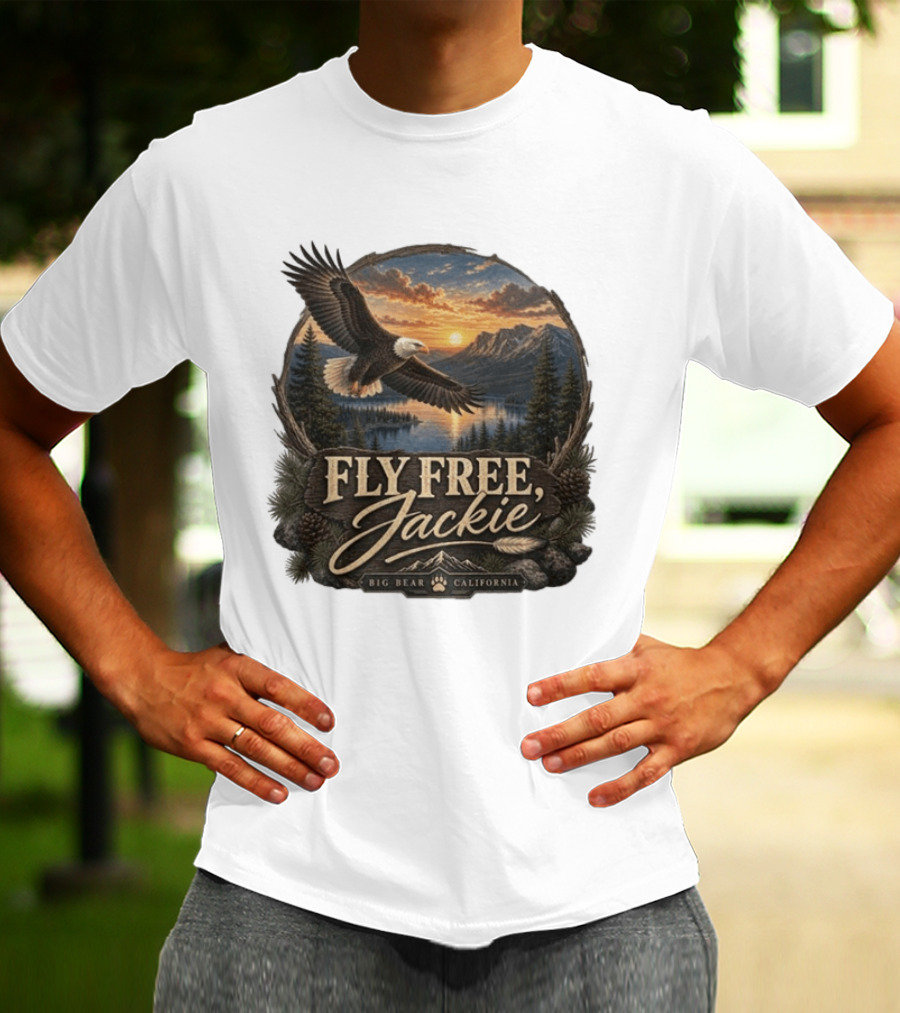 Fly Free Jackie Eagle Soaring Big Bear California Sunset T-Shirt