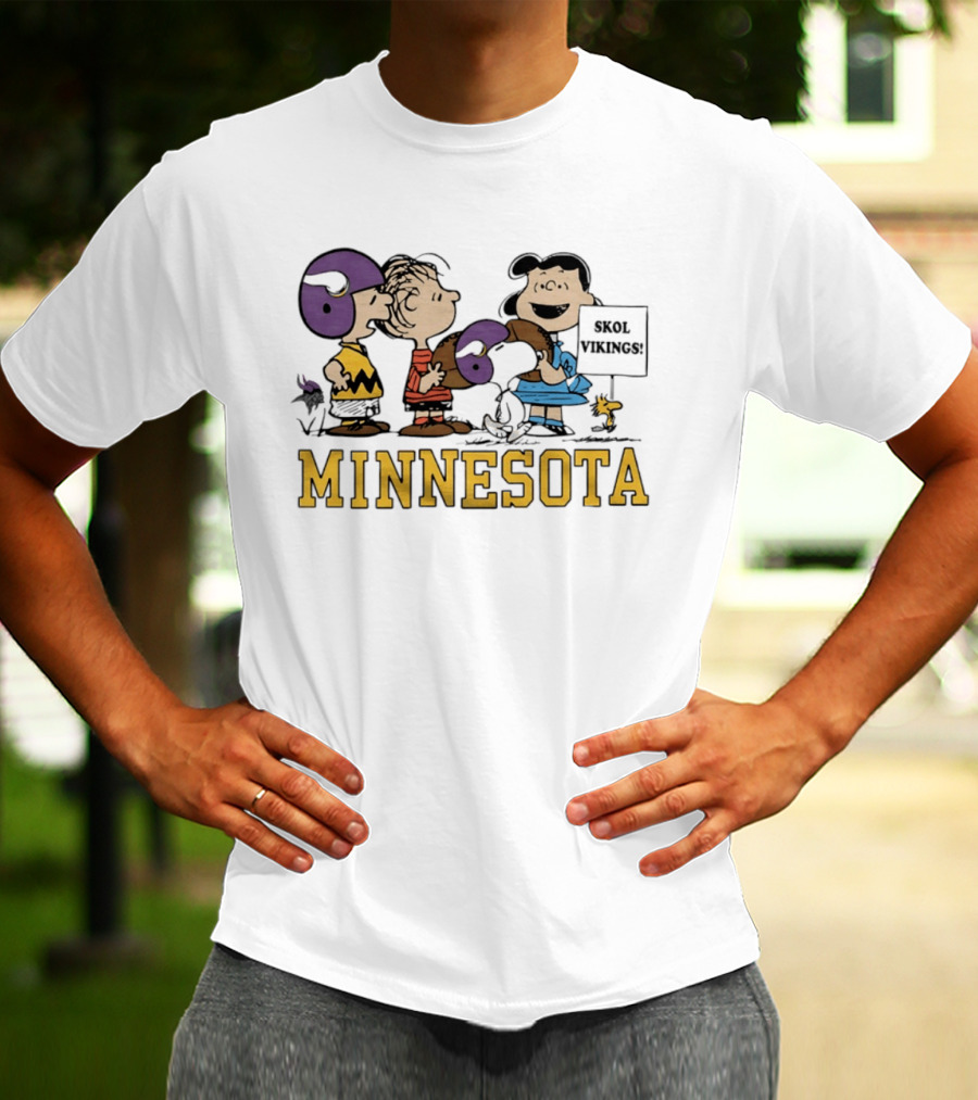 Minnesota Vikings Peanuts Skol Vikings Linus Lucy Woodstock Charlie Brown T-Shirt