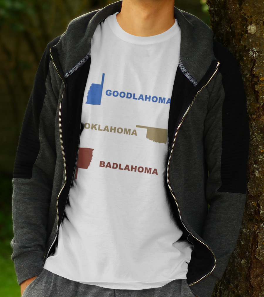 Goodlahoma Oklahoma Badlahoma Map Geography Playful Wordplay T-Shirt