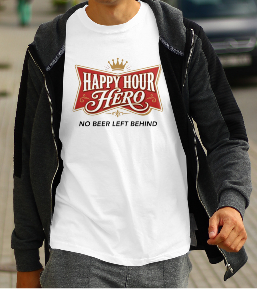 Happy Hour Hero No Beer Left Behind Crown T-Shirt