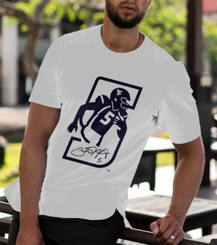 Pat White West Virginia Mountaineers Jersey Number 5 Signature T-Shirt
