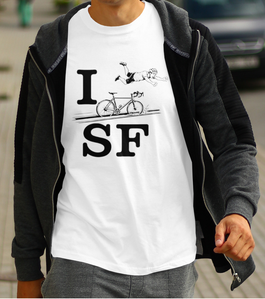 I Love SF Cycling Accident Bike Humor T-Shirt