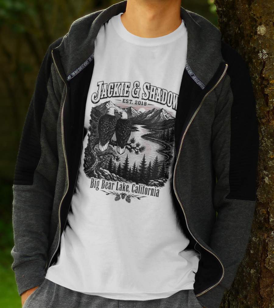 Jackie And Shadow Est 2018 Big Bear Lake California Mountain Scene T-Shirt