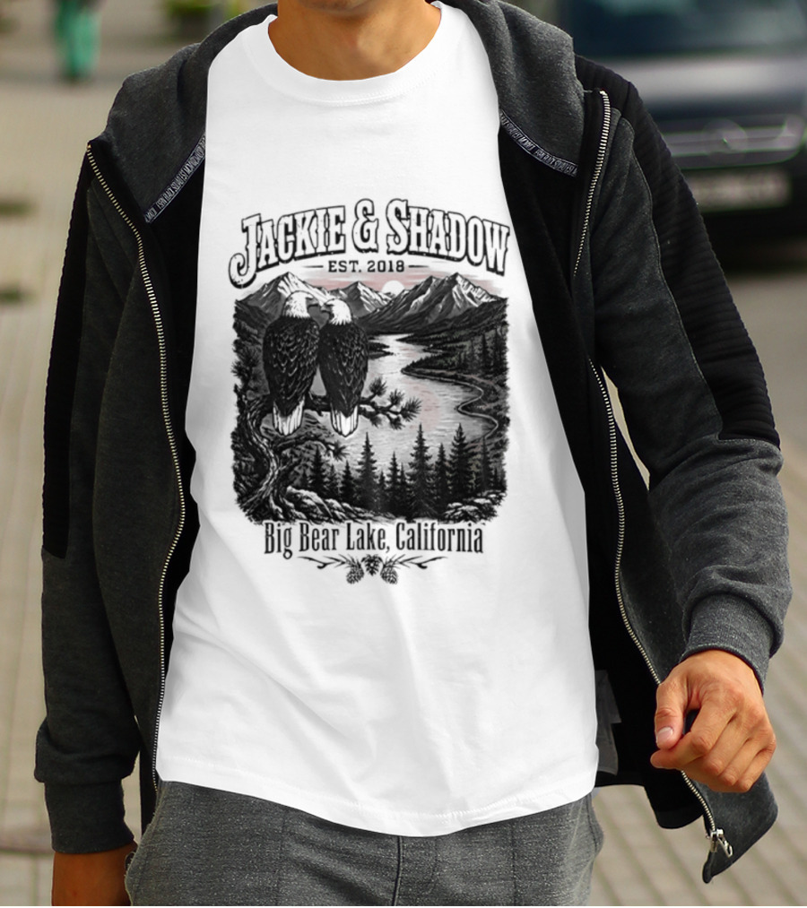 Jackie And Shadow Est 2018 Big Bear Lake California Mountain Scene T-Shirt