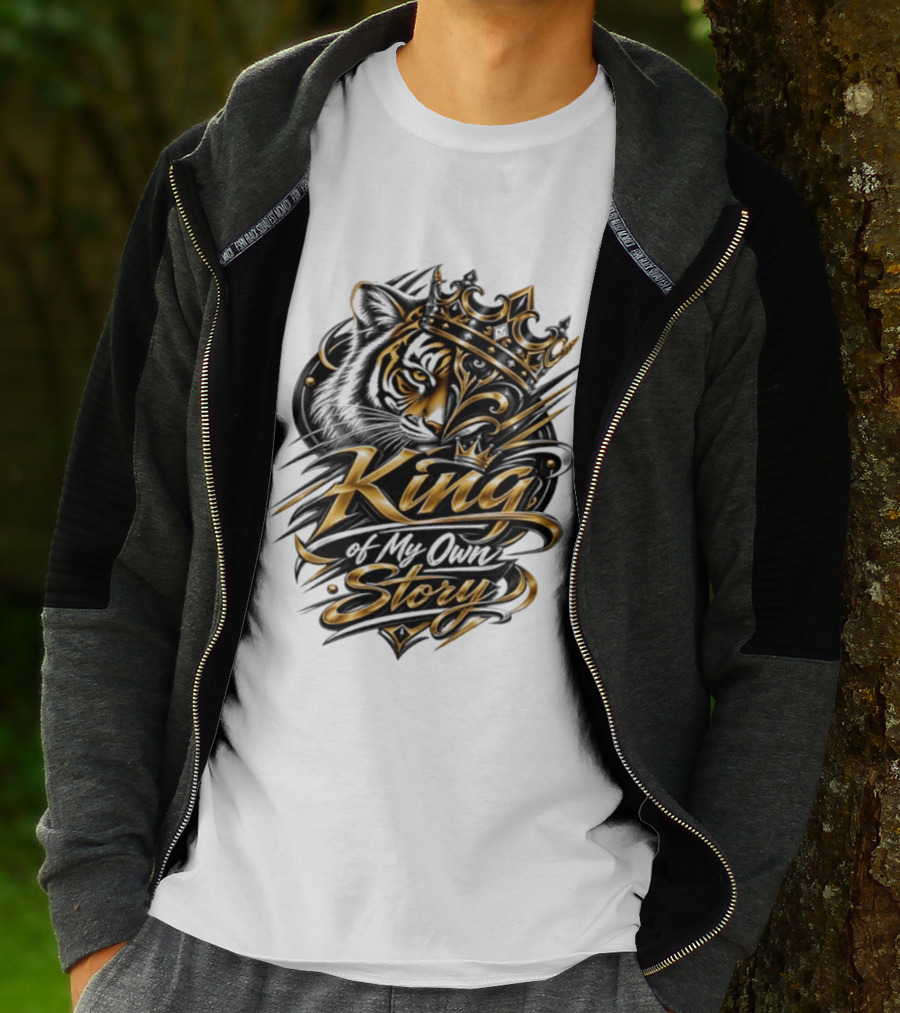 King Of My Own Story Tiger Crown Motif T-Shirt