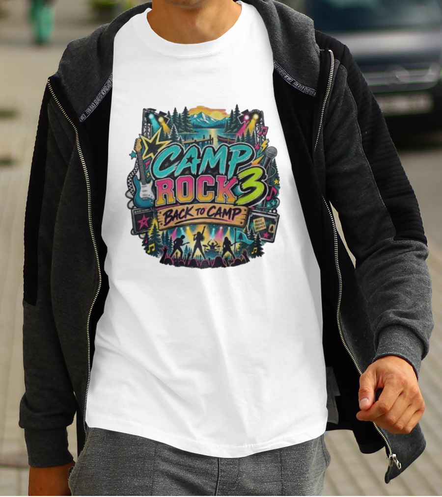 Camp Rock 3 Back To Camp Music Stage Adventure With Guitars And Stars T-Shirt