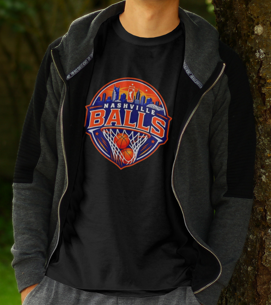 Nashville Balls Basketball Sports Skyline And Net T-Shirt