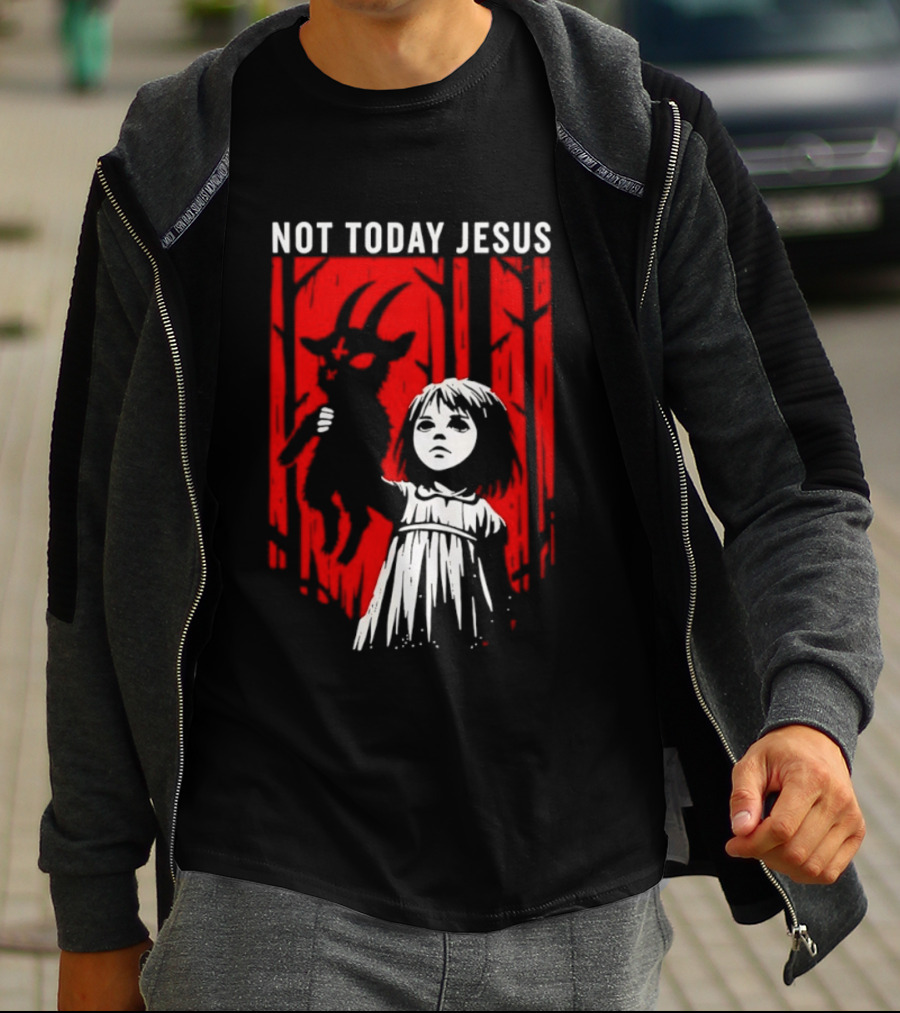 Not Today Jesus Satanic Goat Occult Gothic Girl T-Shirt