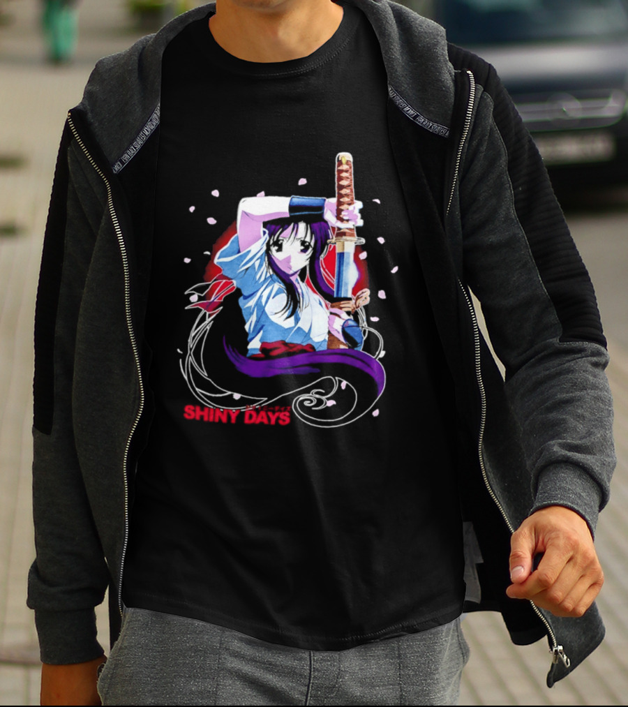 Shiny Days Anime Girl Katana Samurai T-Shirt