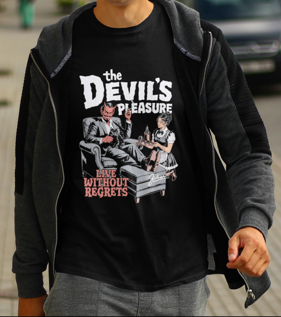 The Devil's Pleasure Live Without Regrets Vintage Lounge Scene T-Shirt
