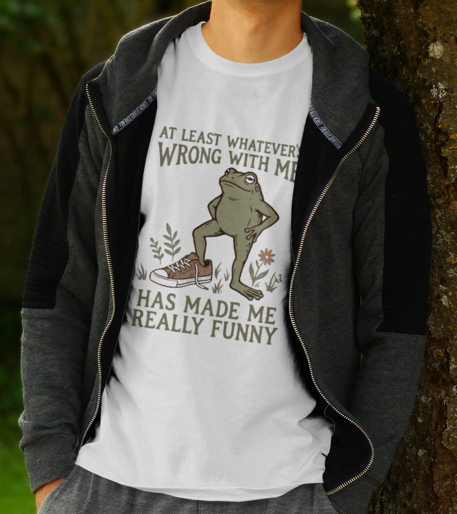 At Least Whatever's Wrong With Me Has Made Me Really Funny Frog With Sneaker And Flowers T-Shirt