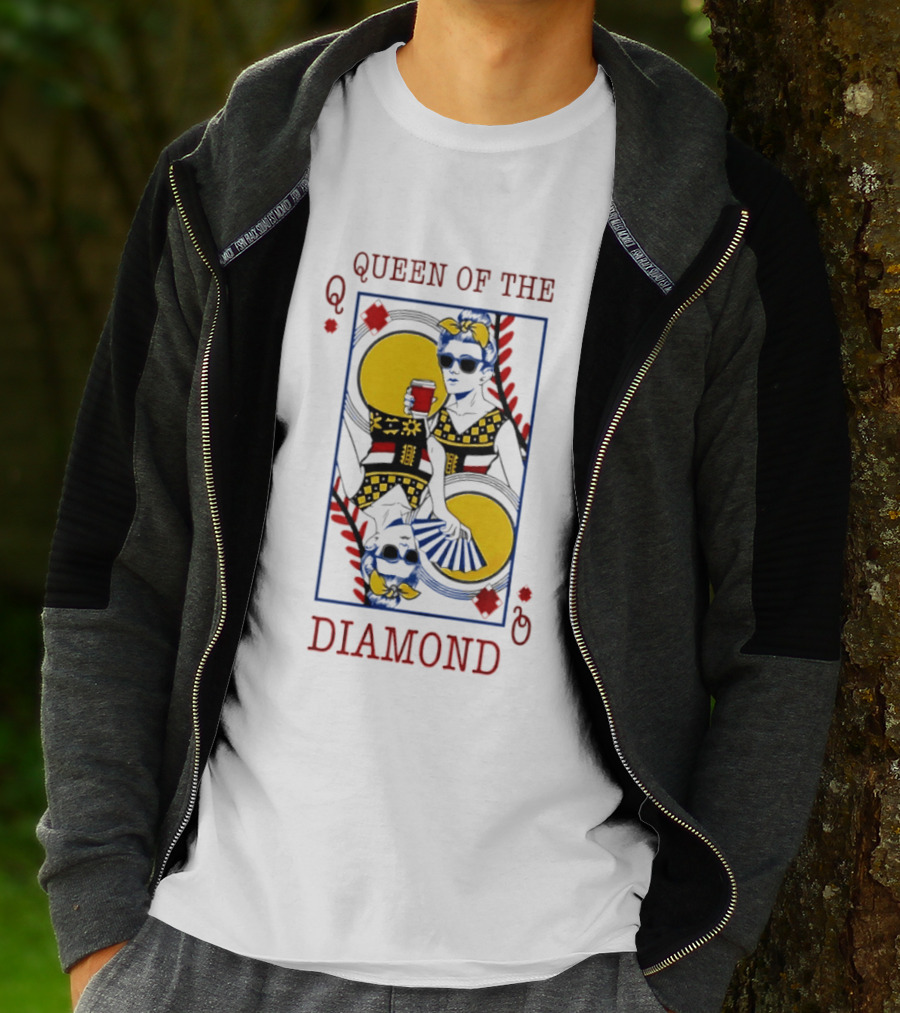 Queen Of The Diamond Playing Card Baseball T-Shirt