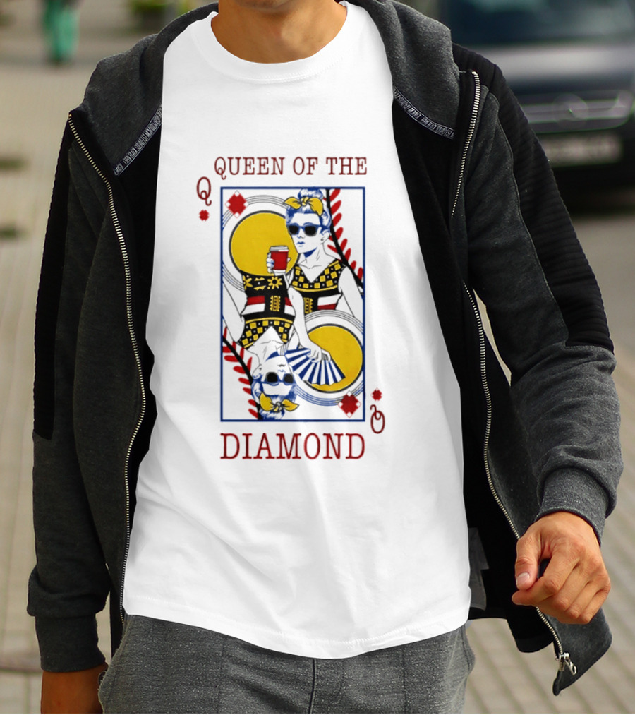 Queen Of The Diamond Playing Card Baseball T-Shirt