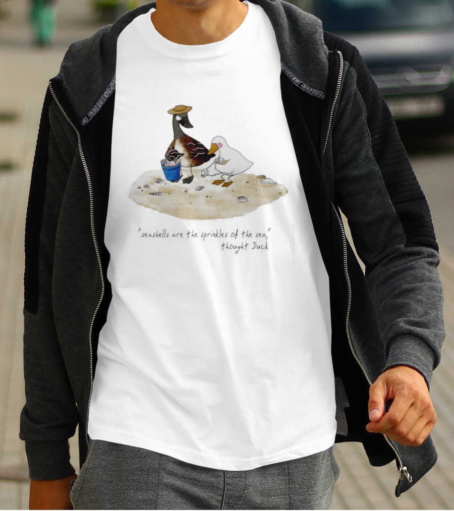 Seashells Are The Sprinkles Of The Sea Duck Holding Bucket T-Shirt