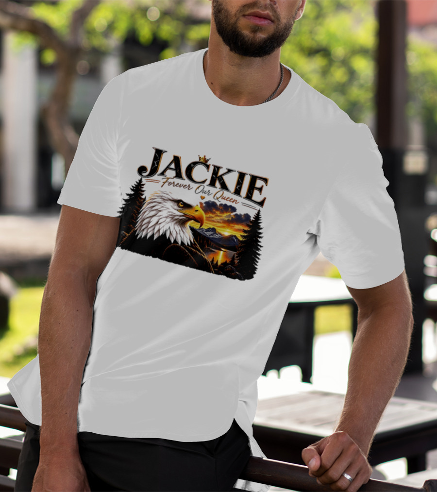 Jackie Forever Our Queen Eagle Sunset Mountain Scene T-Shirt