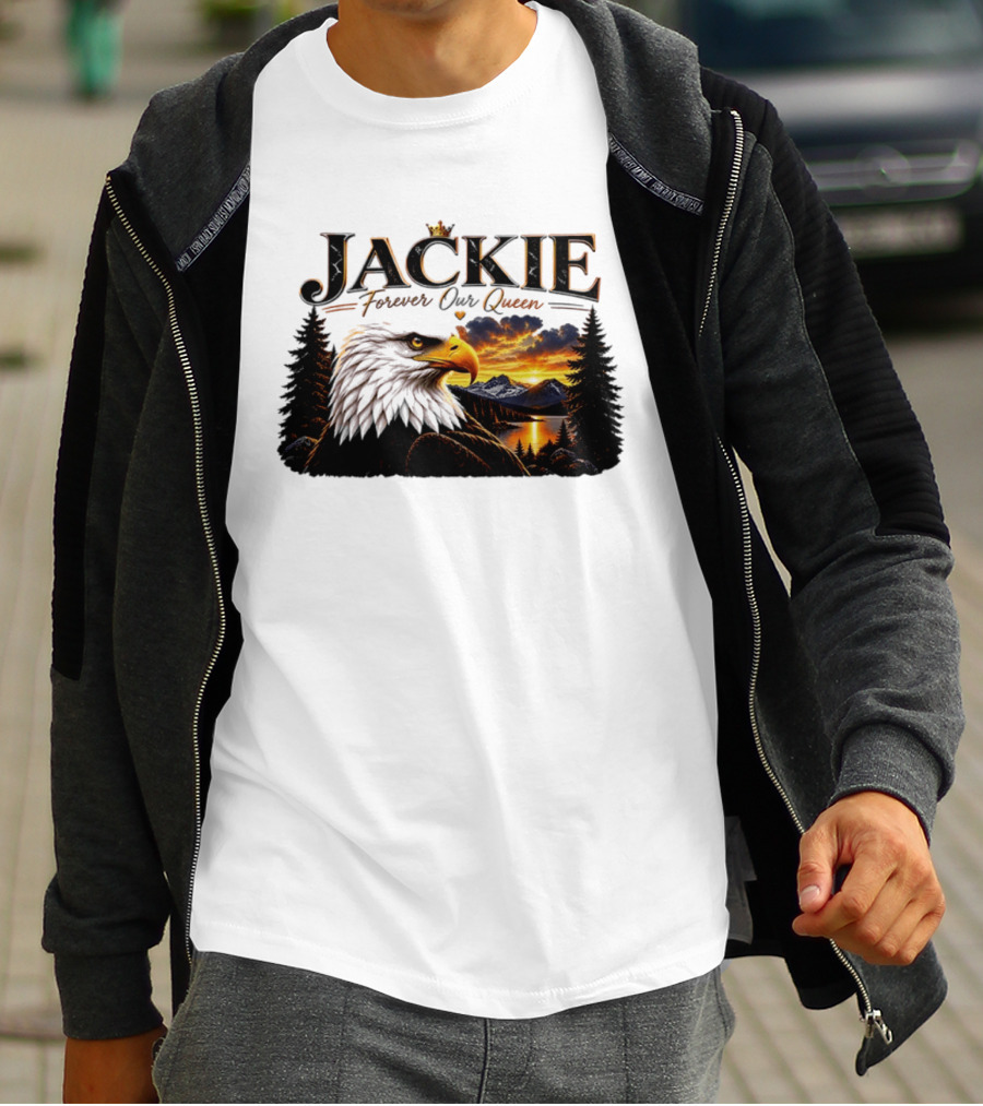 Jackie Forever Our Queen Eagle Sunset Mountain Scene T-Shirt