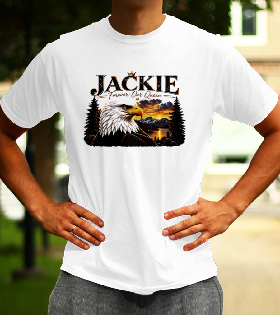 Jackie Forever Our Queen Eagle Sunset Mountain Scene T-Shirt