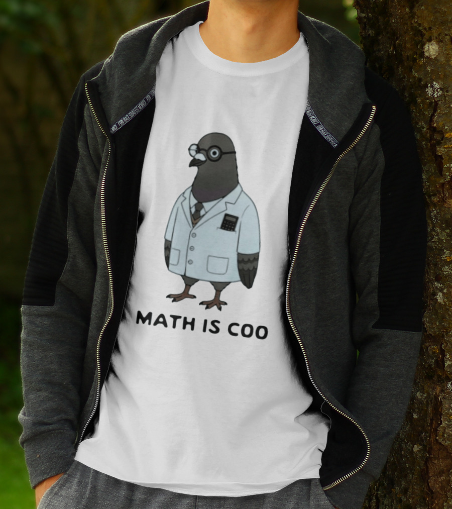 Quirky Math Is Coo Pigeon Scientist Bird With Calculator And Glasses T-Shirt