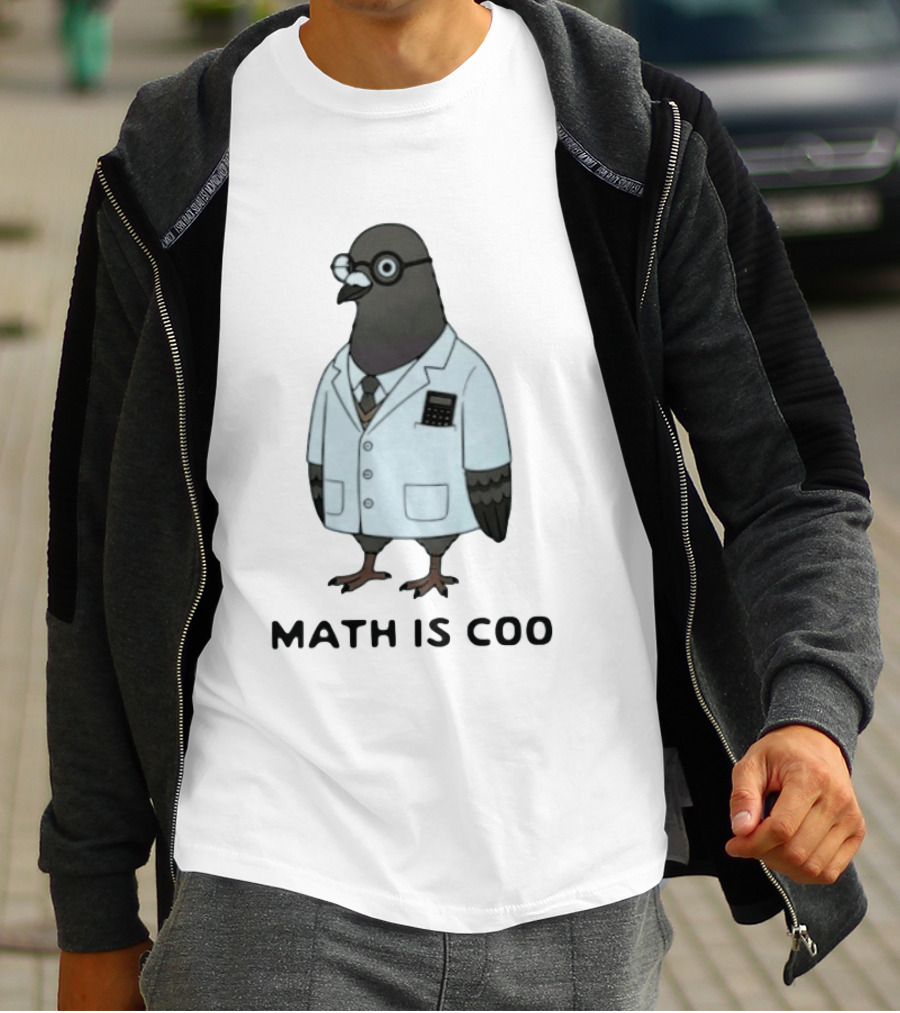 Quirky Math Is Coo Pigeon Scientist Bird With Calculator And Glasses T-Shirt
