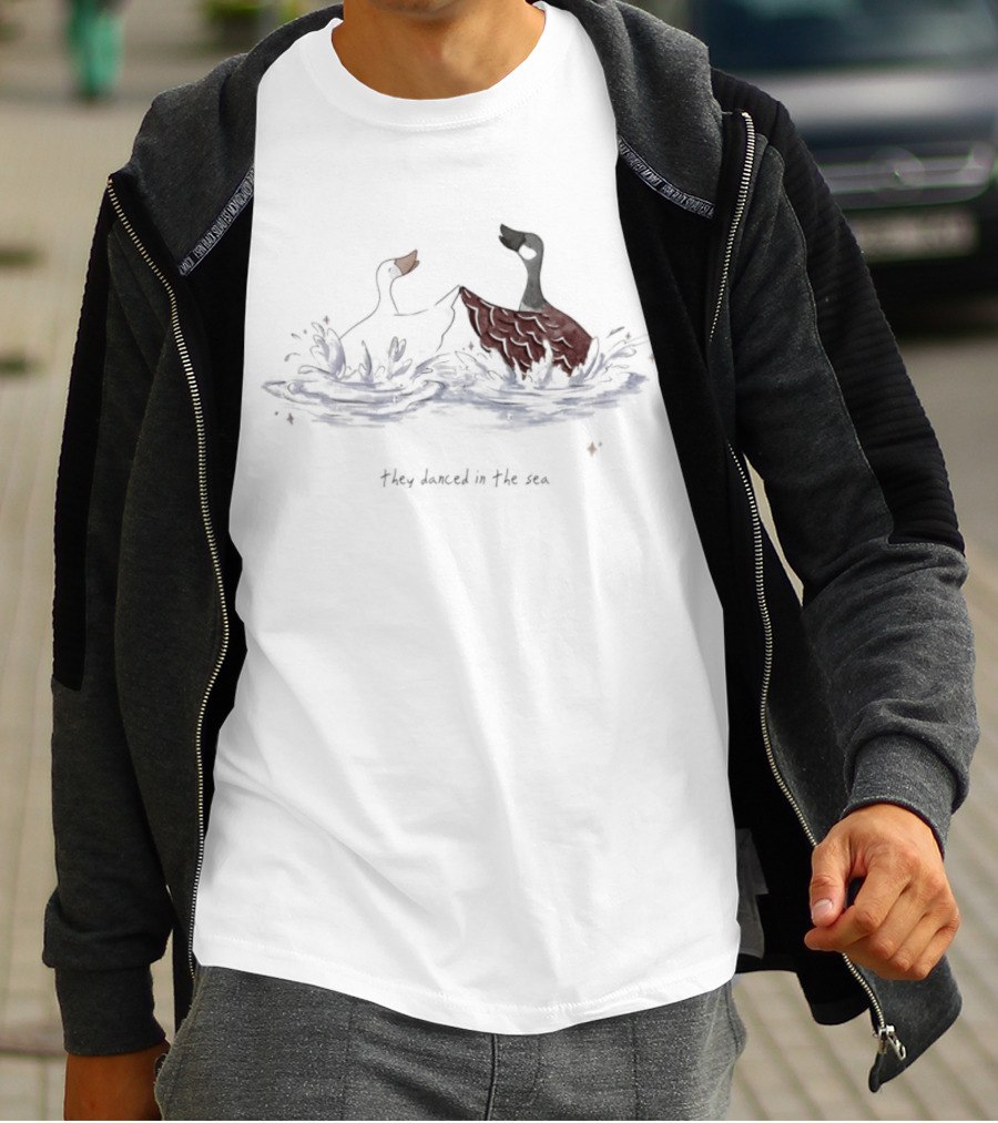 They Danced In The Sea Goose Ducks Watercolor T-Shirt