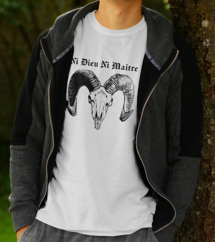 Ni Dieu Ni Maitre Ram Skull Anarchist T-Shirt