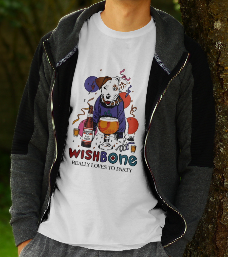Wishbone Really Loves To Party Dog Beer Celebration T-Shirt