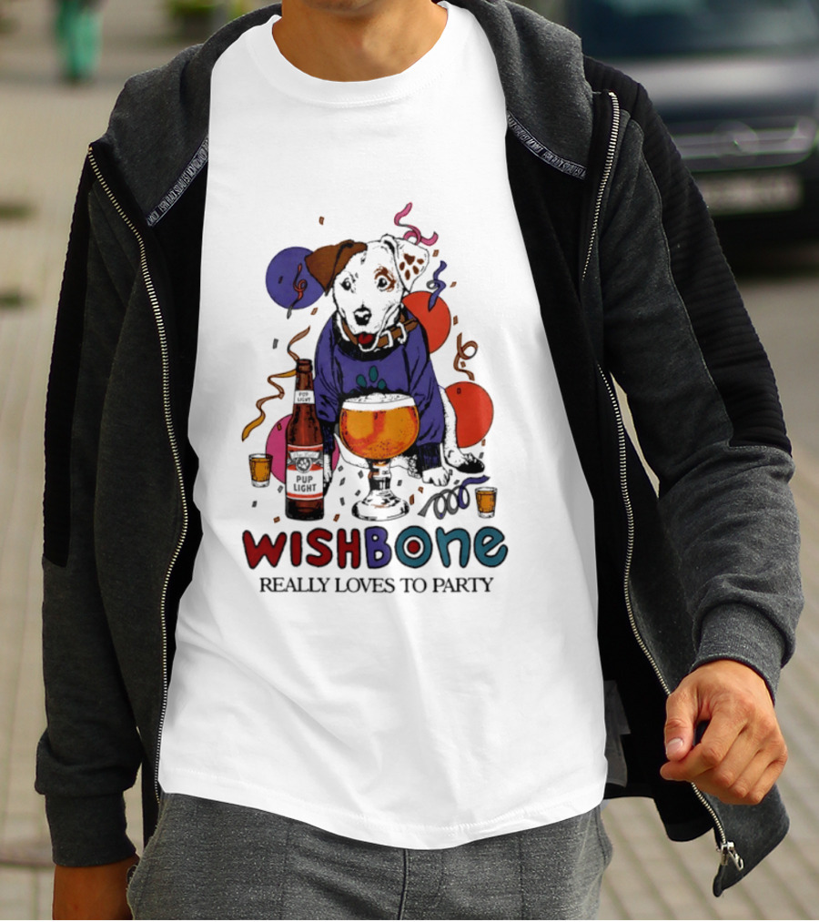 Wishbone Really Loves To Party Dog Beer Celebration T-Shirt