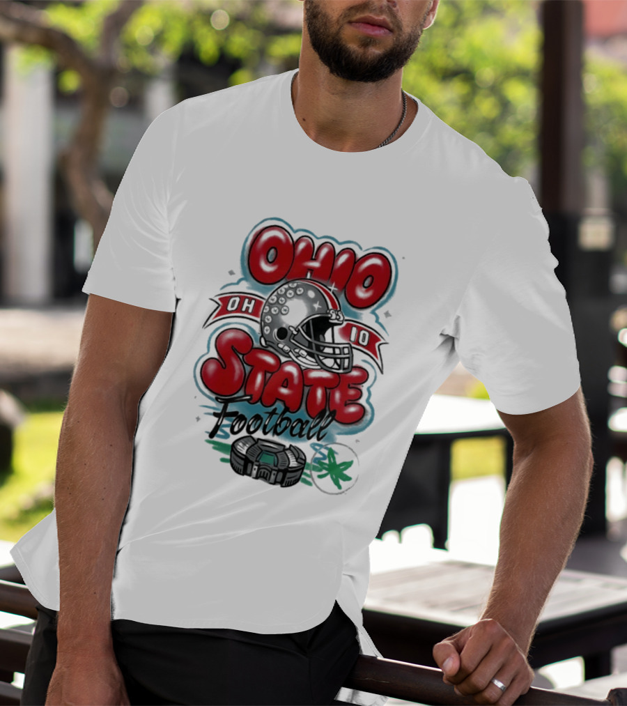 Ohio State Buckeyes Football 90s Bootleg Airbrush Helmet Stadium T-Shirt