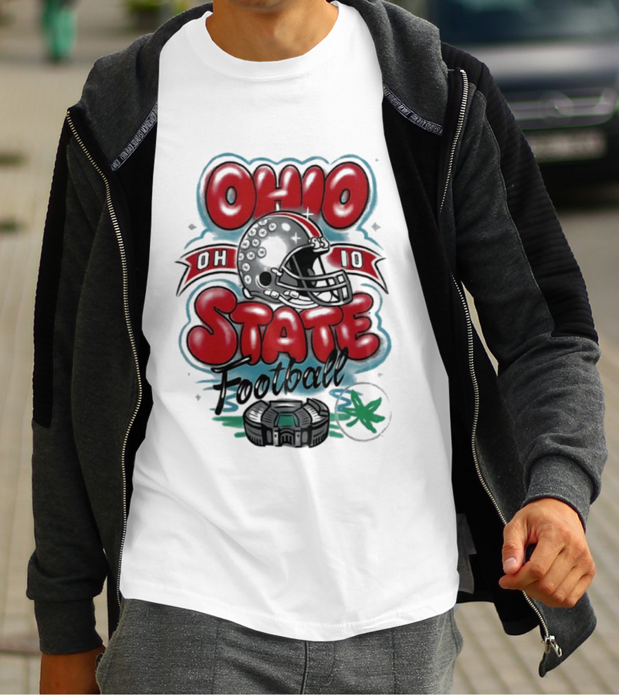 Ohio State Buckeyes Football 90s Bootleg Airbrush Helmet Stadium T-Shirt