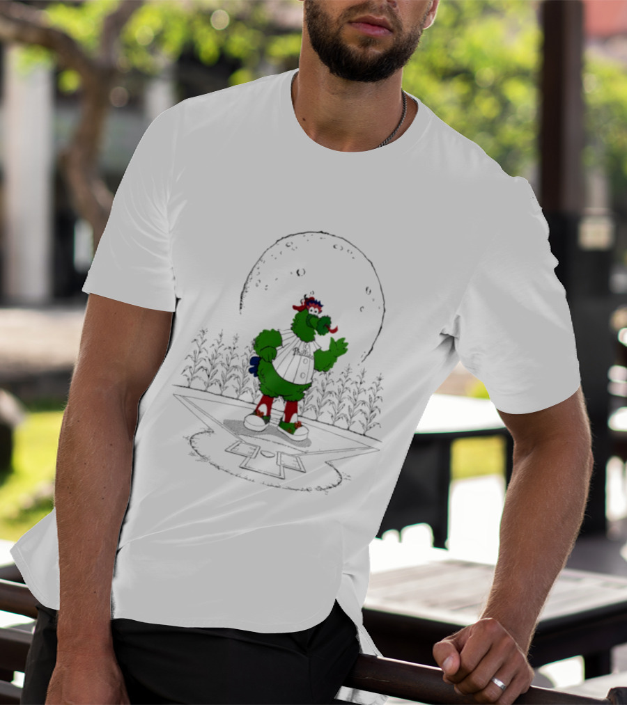 Philadelphia Phillies Phanatic MLB 2026 Season Field Of Dreams Moonlit Scene T-Shirt