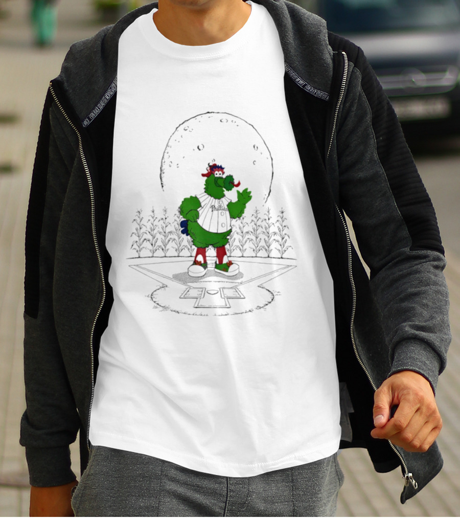 Philadelphia Phillies Phanatic MLB 2026 Season Field Of Dreams Moonlit Scene T-Shirt