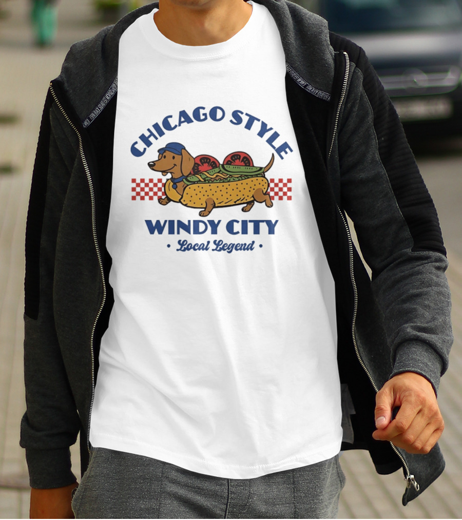 Chicago Style Windy City Local Legend Dachshund Hot Dog T-Shirt
