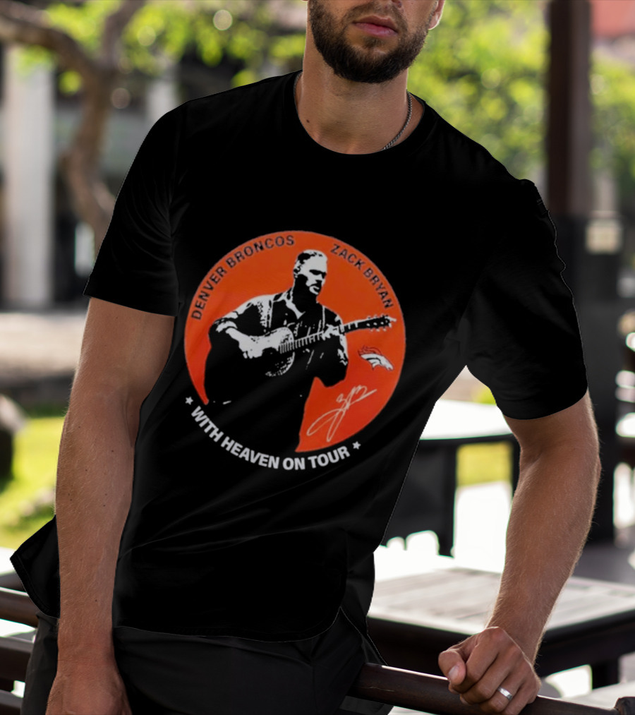 Denver Broncos 2026 Zach Bryan With Heaven On Tour Football Collaboration T-Shirt