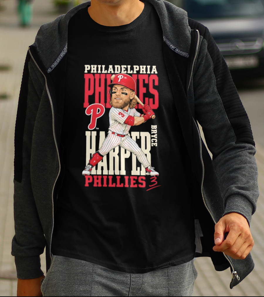 Philadelphia Phillies Bryce Harper 3 Caricature 2026 MLB Season T-Shirt
