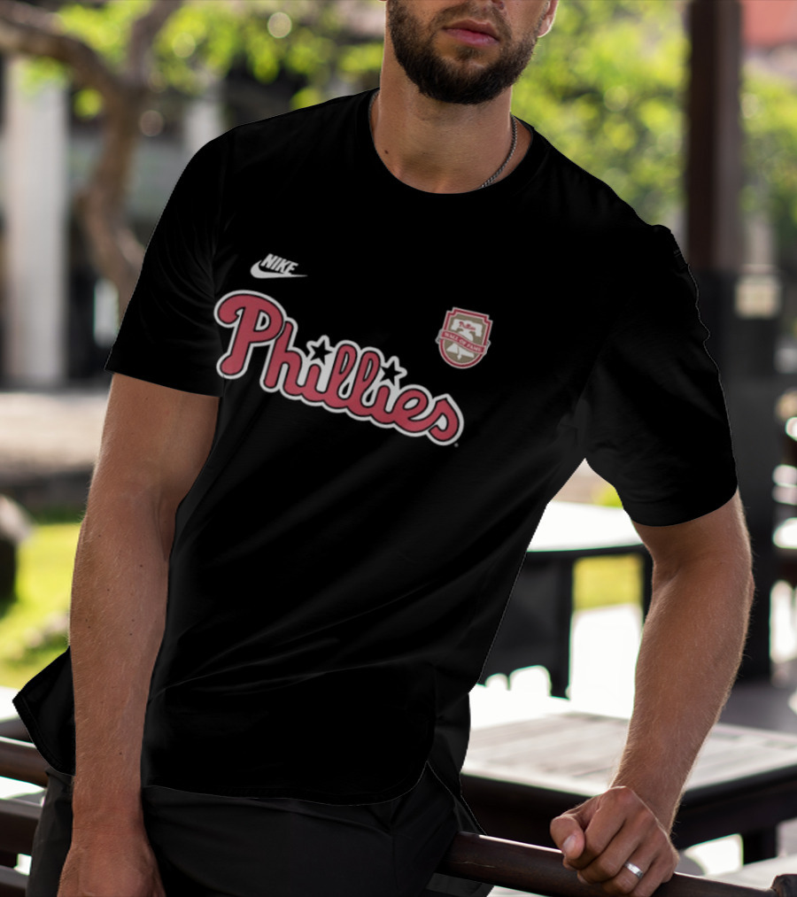 Nike Phillies Wall Of Fame Chase Utley 26 Philadelphia Text And Stars T-Shirt