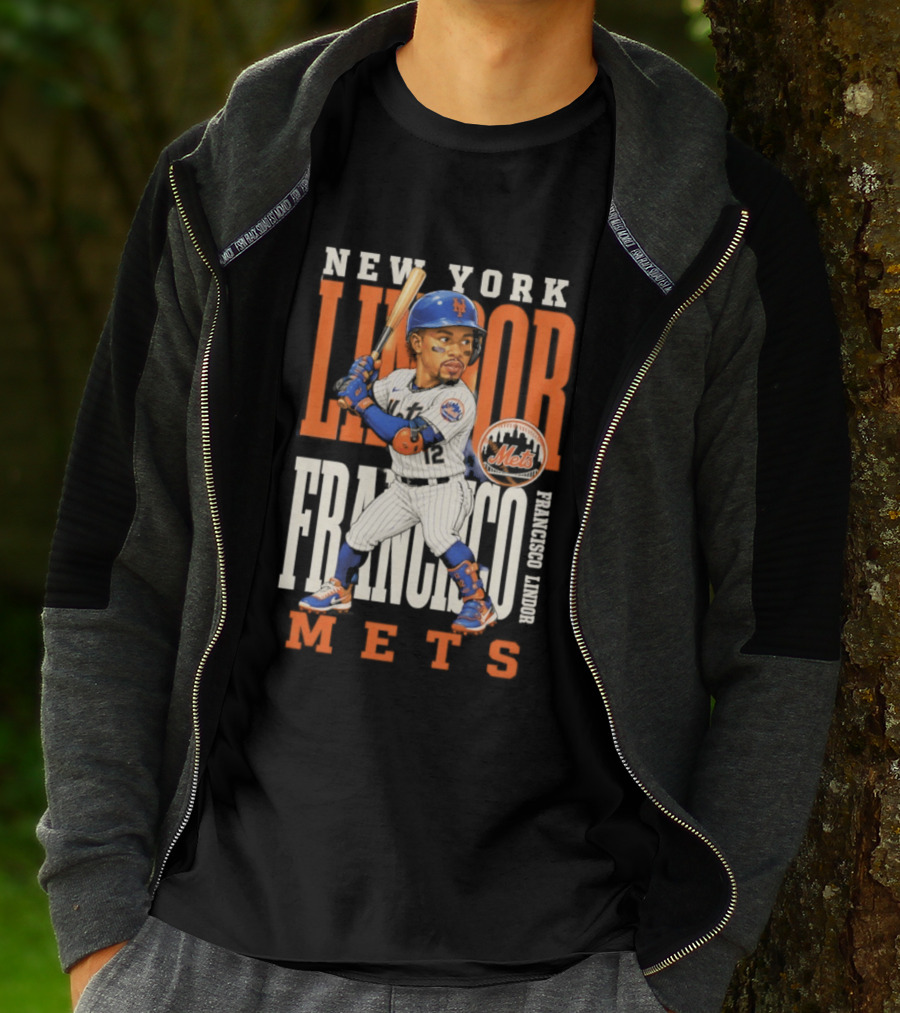 New York Lindor Francisco Mets 2026 Baseball Caricature T-Shirt