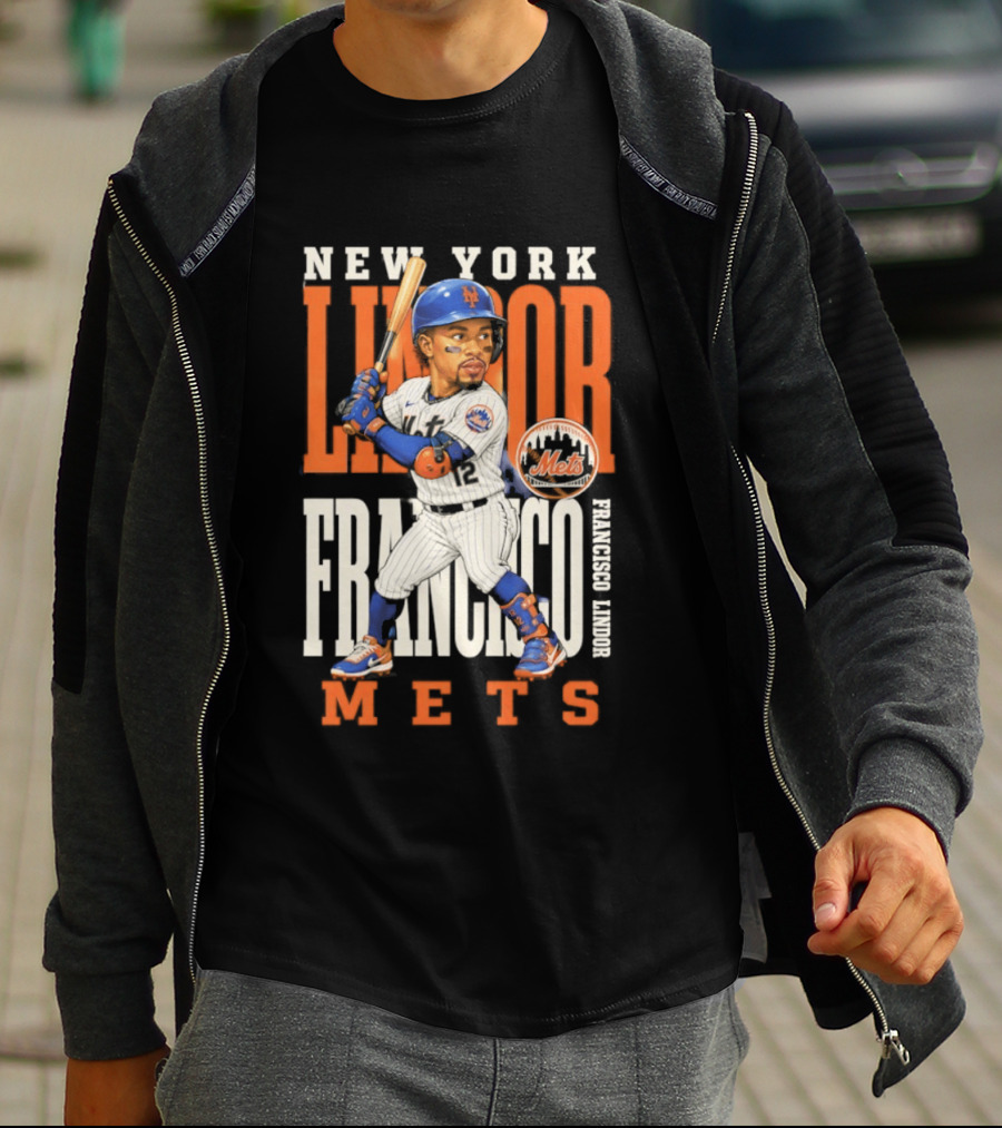 New York Lindor Francisco Mets 2026 Baseball Caricature T-Shirt
